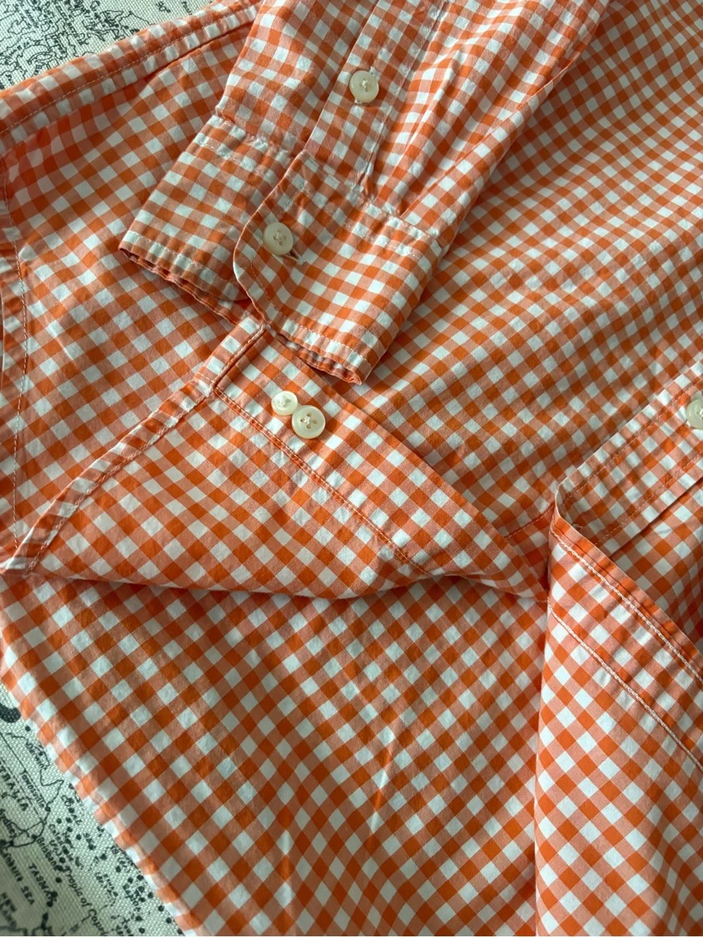 Ralph Lauren Orange and White Gingham Button-Down Shirt